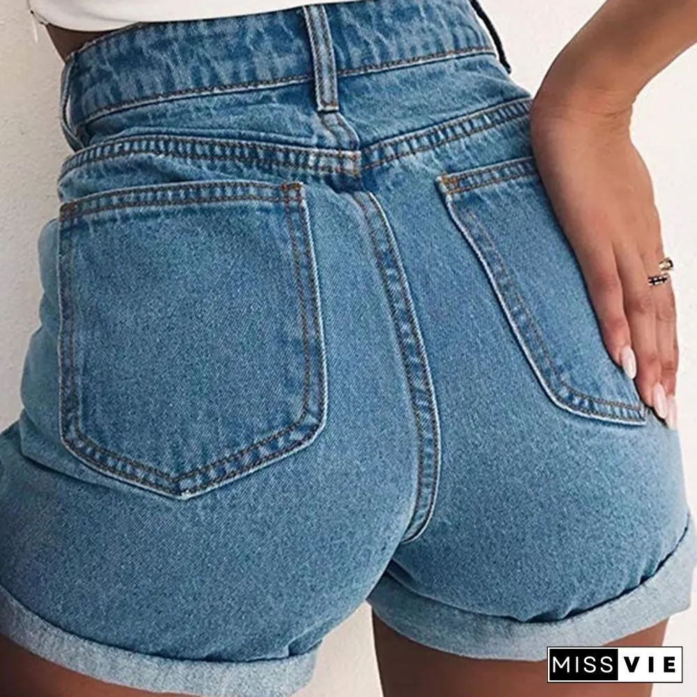 Women Denim Shorts Summer Fashion Slim Skinny Short Pants Beach Stretch Shorts Jeans
