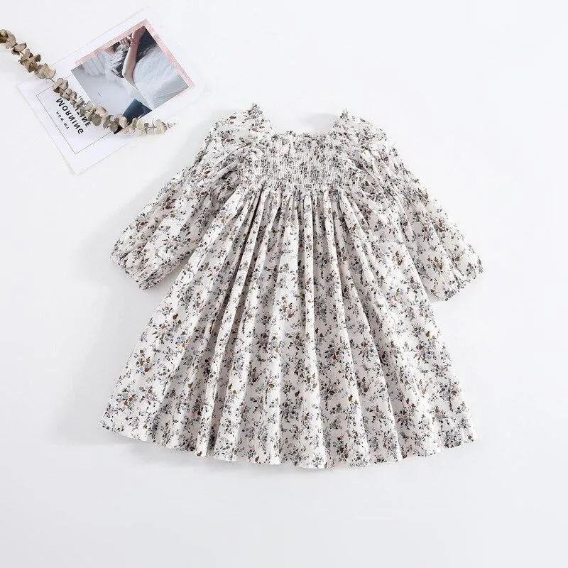 Cotton Floral Baby Spring Summer Girls Cotton Dress Kids Teenagers Children Clothes Outwear Long Sleeve High Quality