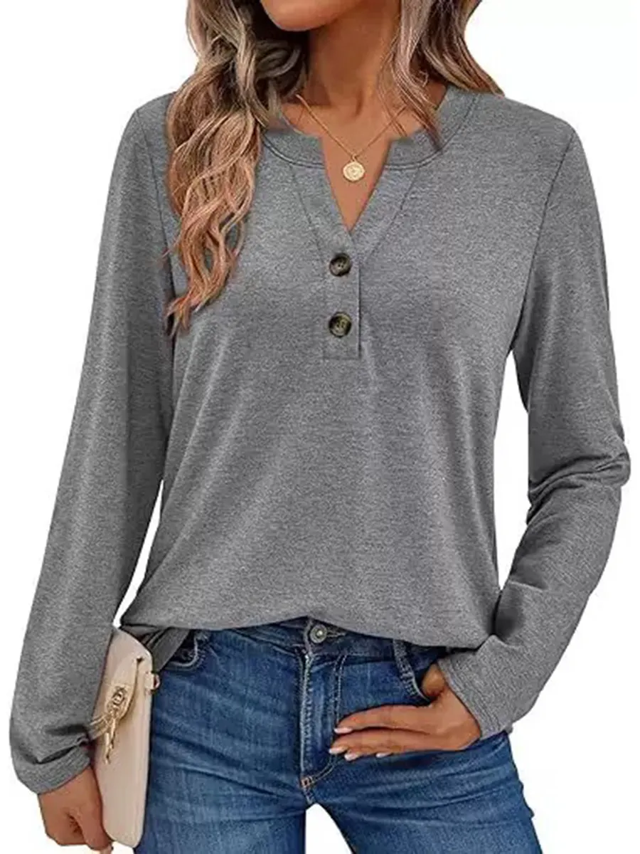 Athvotar Athvotar 2025 Spring And Autumn Women's Long Sleeves V-Neck Shirt Home Business And Leisure Shirt Women