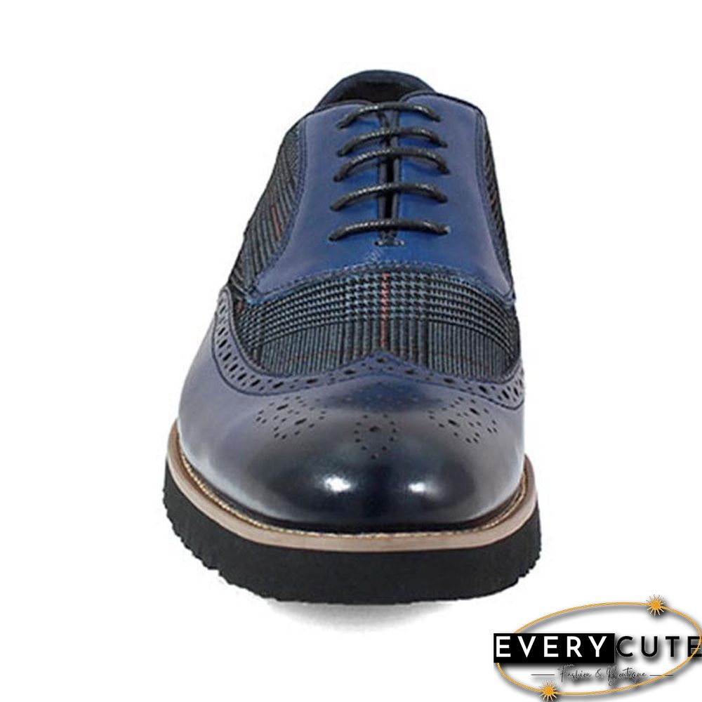 Men's Fashion Lattice Spliced Leather Brogue Shoes