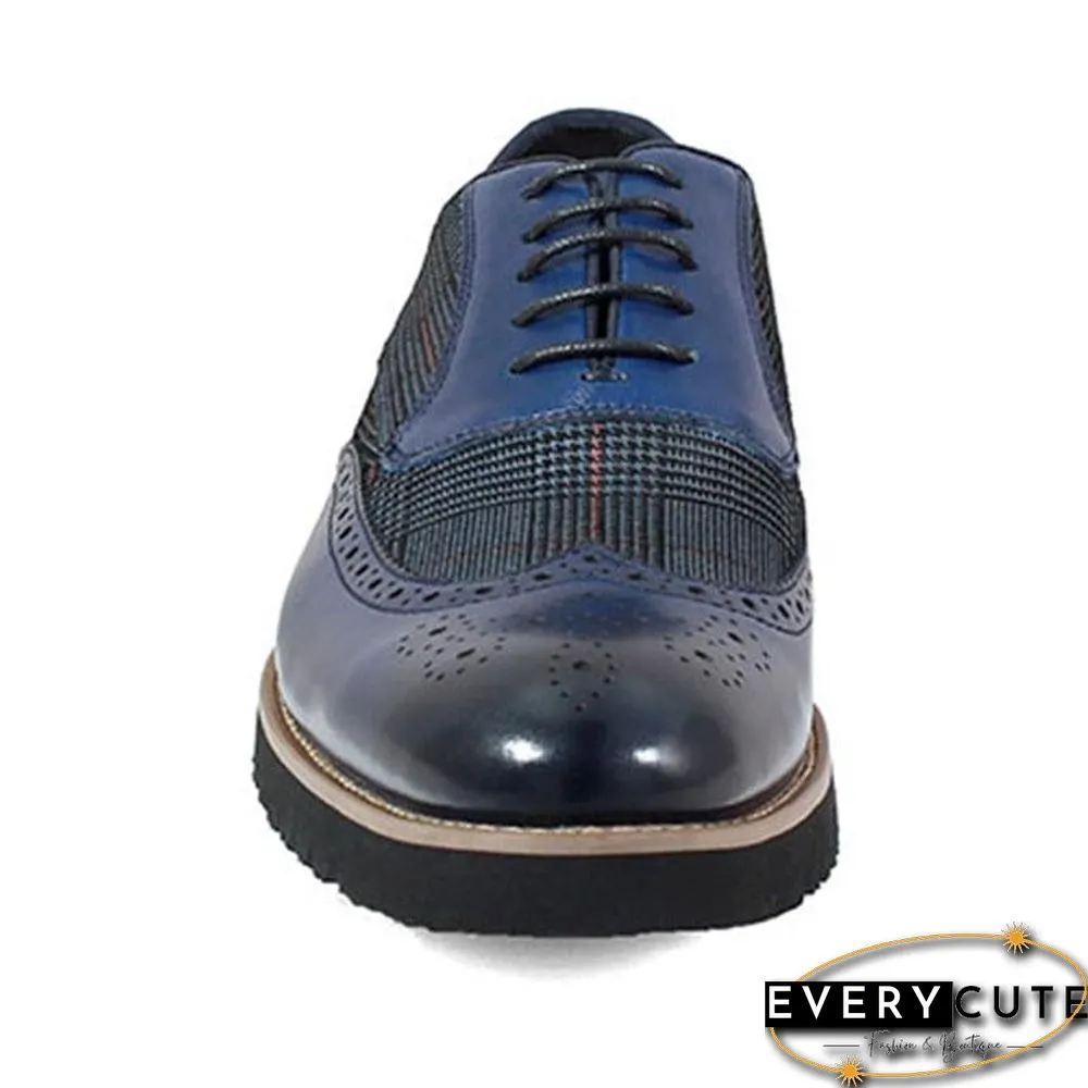 Men's Fashion Lattice Spliced Leather Brogue Shoes