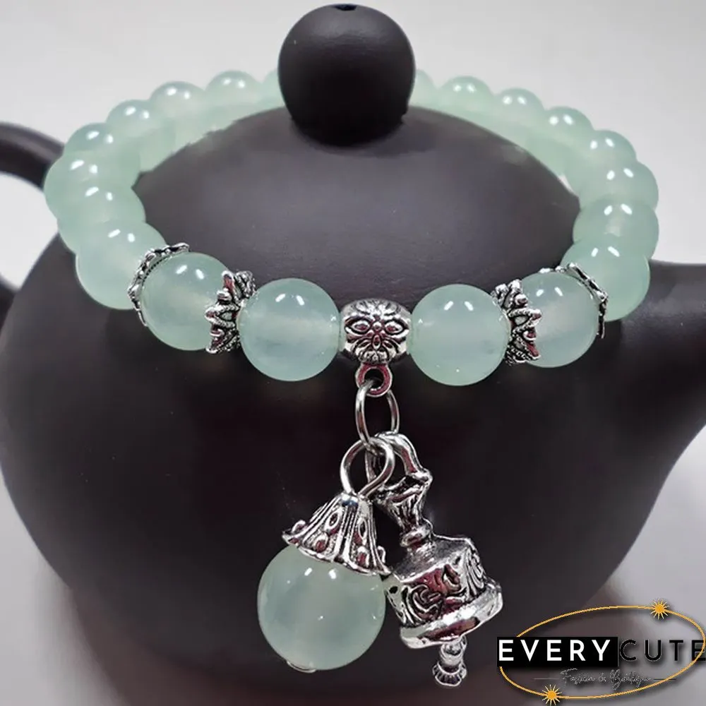 Natural Crystal Bracelets Chalcedony Stone Bracelet Women Ethnic Style Ladies Fashion Handmade Beaded Hand Jewelry