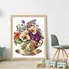 (Multi-Style) Flowers In Tea Cup - 18CT Stamped Cross Stitch 20*25cm/7.87*9.84in