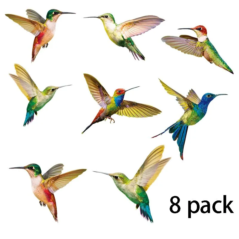 Hummingbird Static Glass Film Window Sticker French windows Anti-collision Sticker Decorative paintings PVC Removable 8pcs