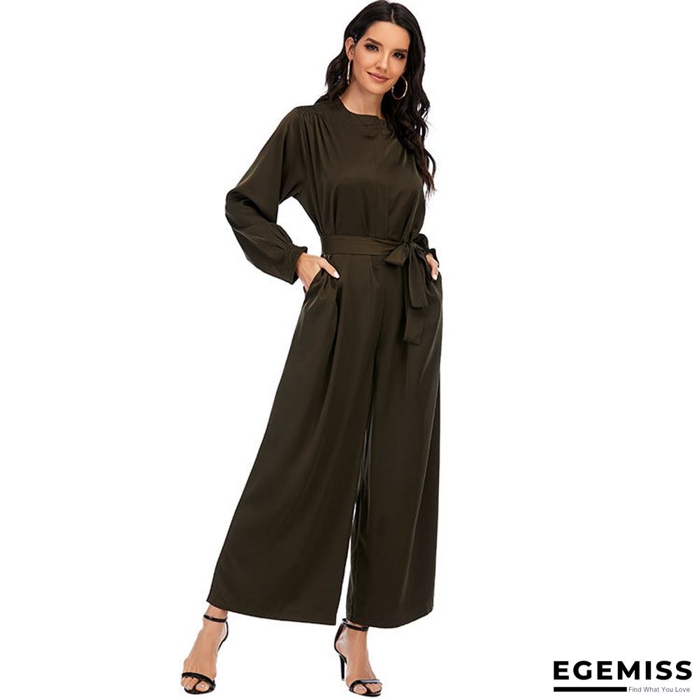 Fashion Jumpsuit Solid Color Waist Temperament Wide-leg Pants | EGEMISS