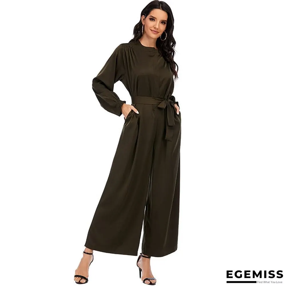 Fashion Jumpsuit Solid Color Waist Temperament Wide-leg Pants | EGEMISS
