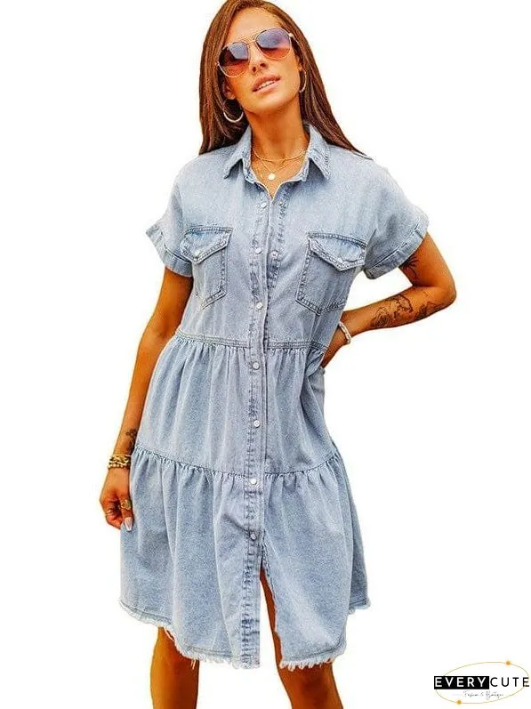 Drop Shoulder Denim Dress