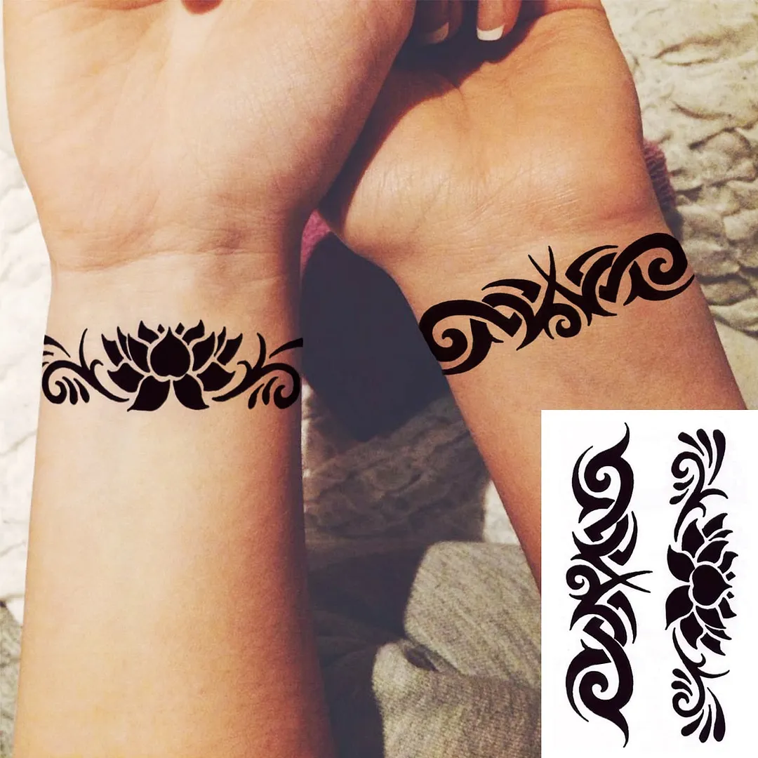 Realistic Butterfly Wrist Temporary Tattoos For Women Girl Moon Sun Whale Rose Flower Fake Tattoo Sticker Fashion Washable Tatoo