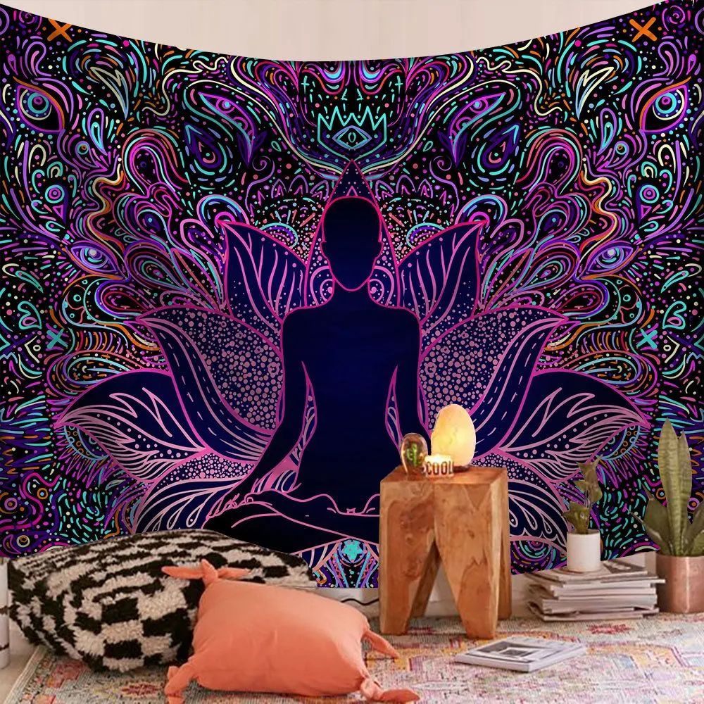 Polyester Mandala Print Tapestry Wall Hanging Carpet Throw Yoga Beach Mat Blanket Large 150*200cm Sleeping pad wall art Tapestry