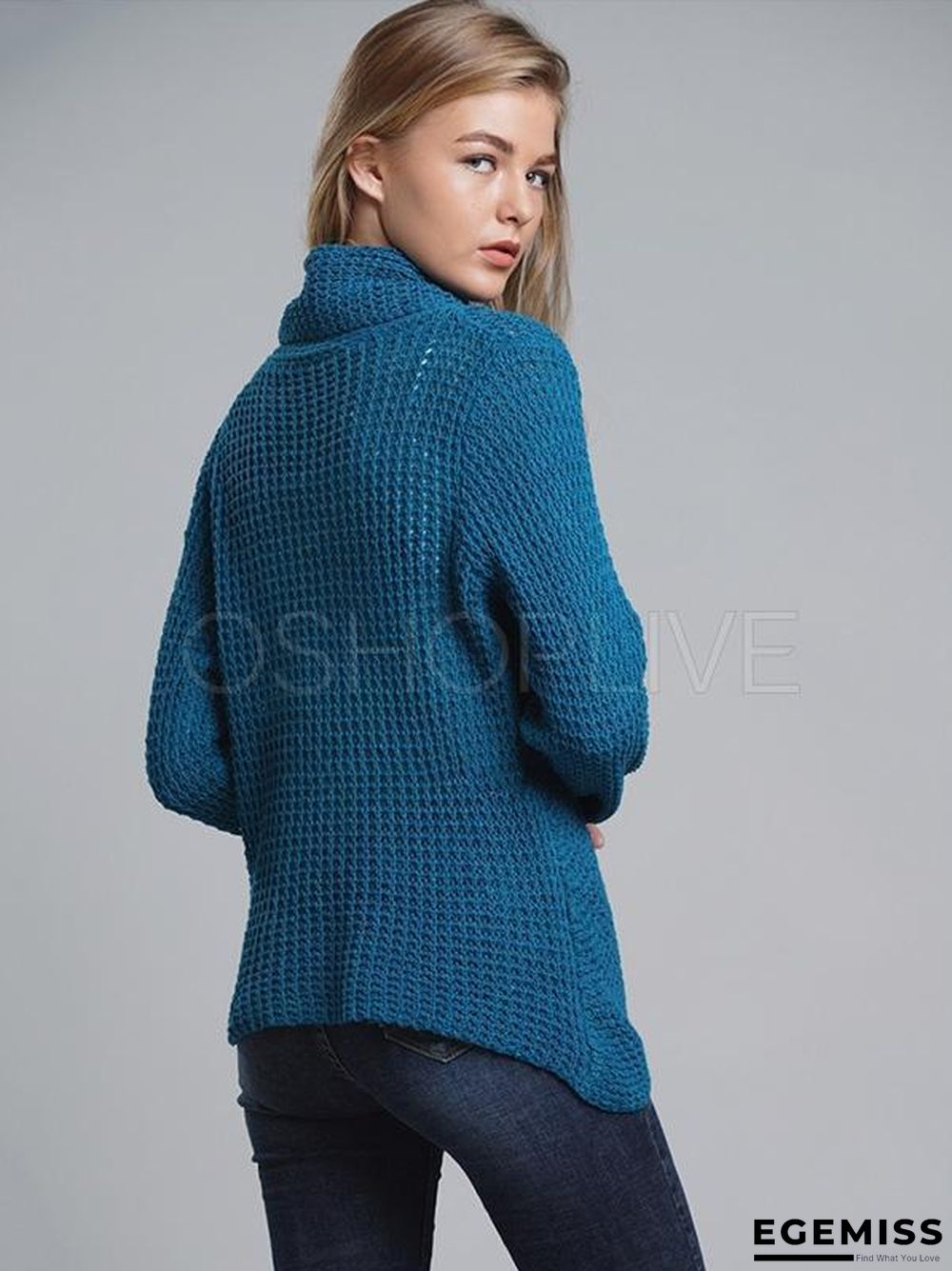 Loose Solid High-neck Knitting Sweater | EGEMISS
