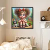 Dog And Girl In The Garden-Full Round Diamond Painting 30*30CM