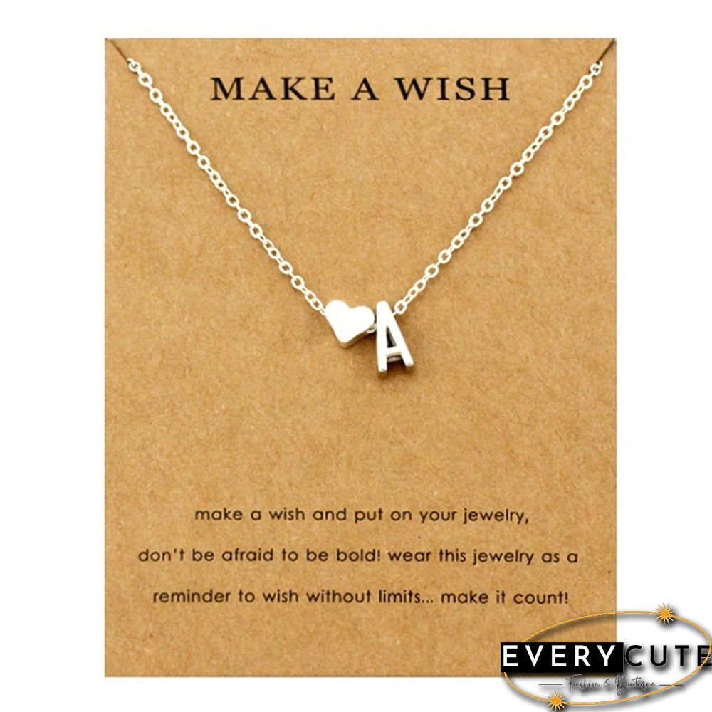 Fashion 26 Letters Sweater Chain Necklace Tiny Love Heart Pendants for Women Collier Lovers Gift Choker Necklace Pendant Gifts Jewelry Friendship Gifts