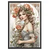 >SALE<Full Embroidery Eco-cotton Thread 11CT Print Rose Girl Cross Stitch Kit 40x60cm