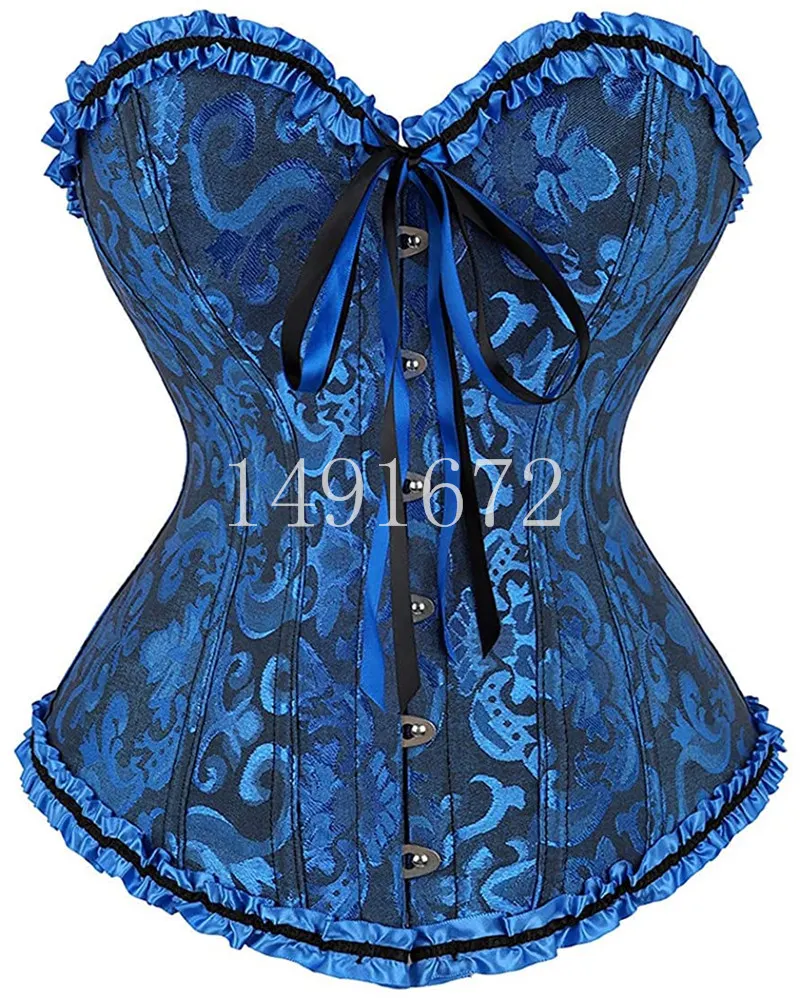 Billionm Sapubonva Corsets and Bustiers Tops Women Sexy White Black Green Vintage Flower Print Overbust Plus Size Lingerie Corselet