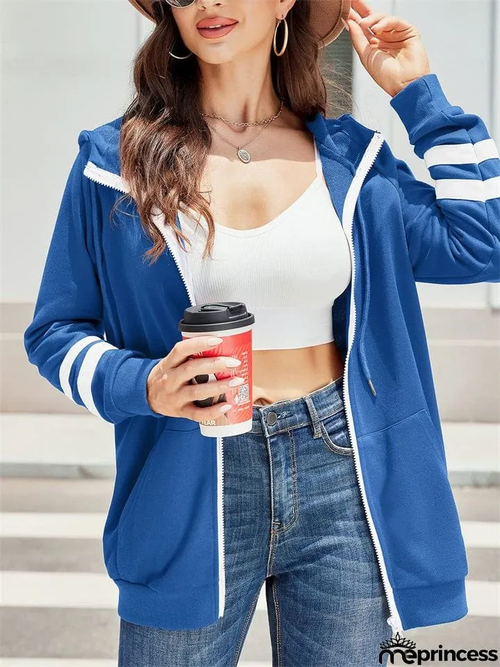 Sporty Zipper Long Sleeve Hoodies