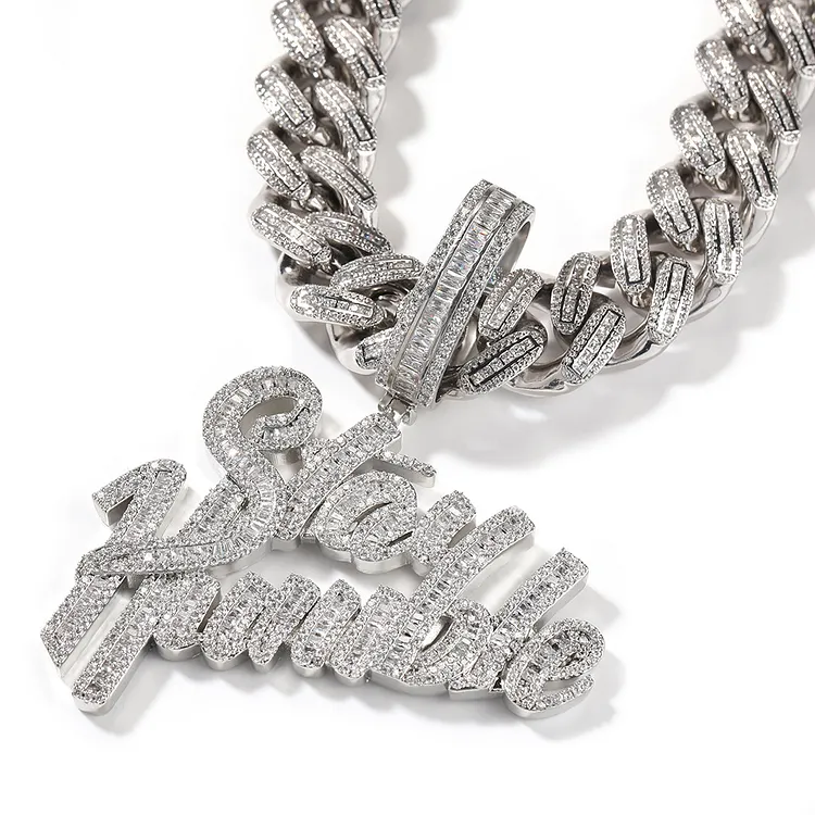 Iced Stay Humble Letter Pendants Hip Hop Bling Bling Necklaces For Men