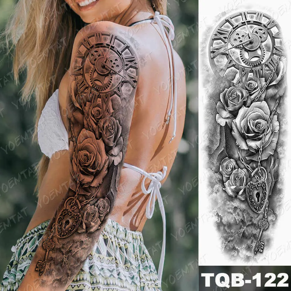 Large Arm Sleeve Tattoo Japan Samurai Waterproof Temporary Tatto Sticker Geisha Waist Leg Body Art Full Fake Tatoo Women Men