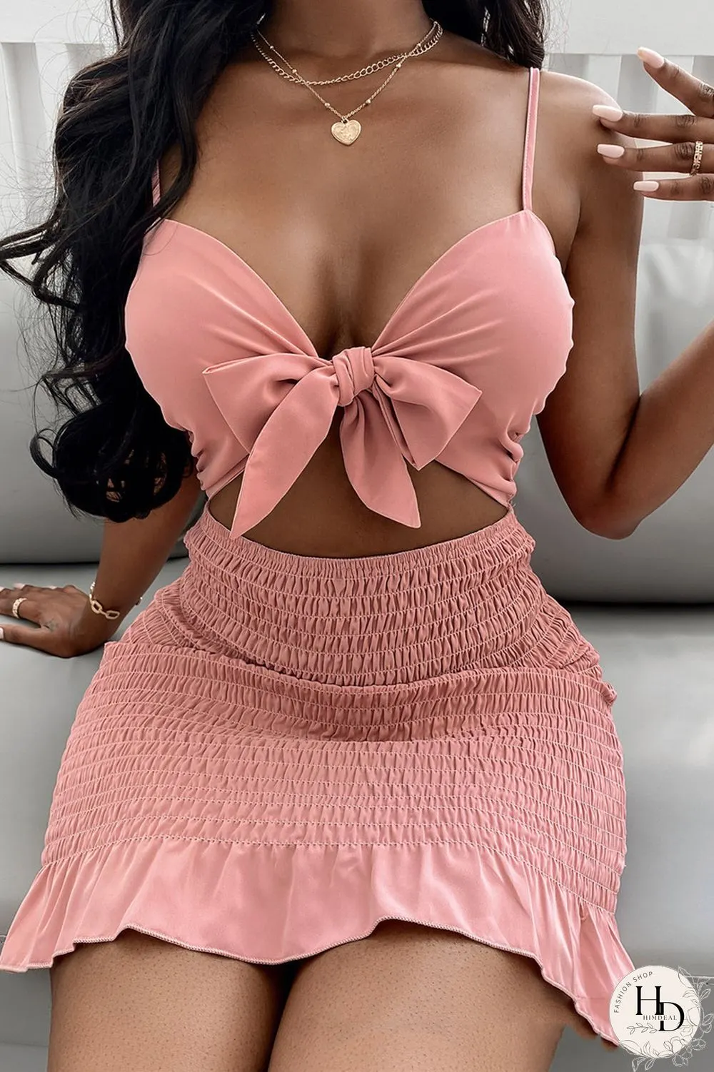 Red Fashion Sexy Solid Hollowed Out Backless Spaghetti Strap Sleeveless Dress