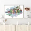(Stamped/Counted) Colorful Village-14CT Cross Stitch 37*27cm/14.57*10.63in