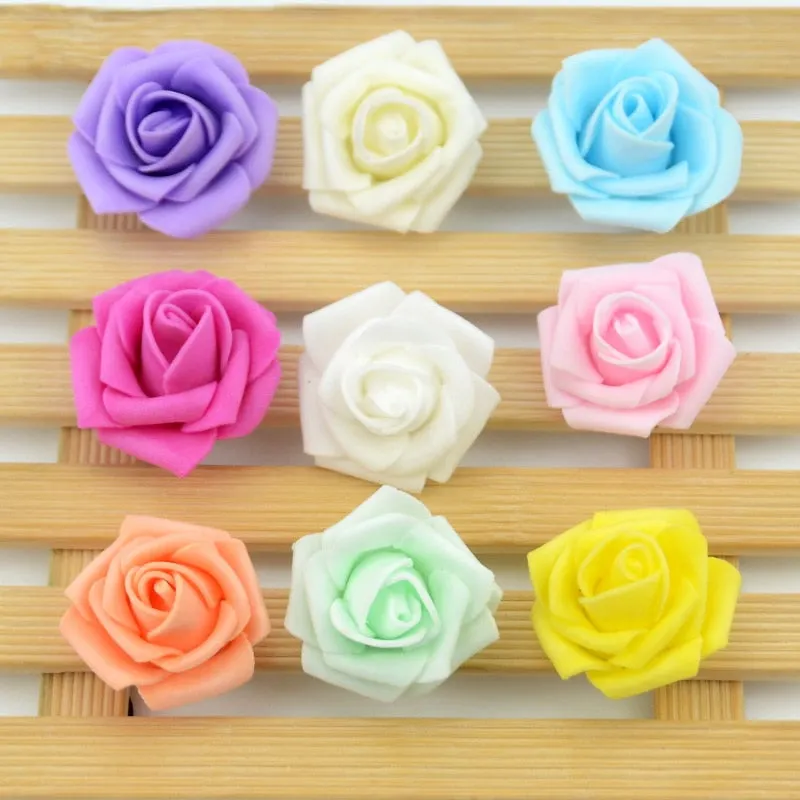 60pcs/lot 4cm Mini Artificial Pe Foam Rose Flower Heads  Handmade Diy Wedding Home Decoration Party Fake Flower Ball Craft