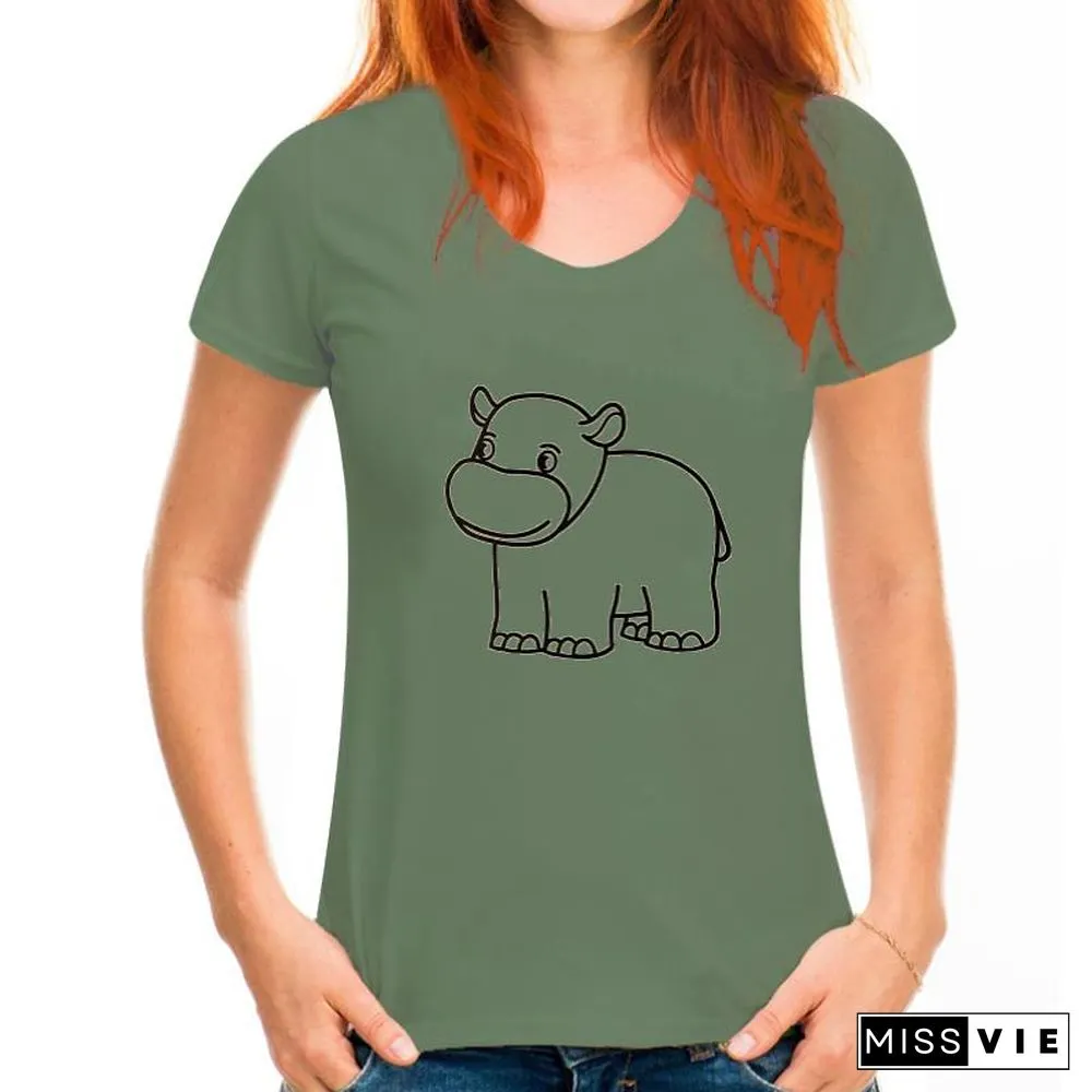 Summer T-Shirt Women Kawaii Cute Animal Print Casual Short Sleeve Fashion Aesthetic Girl Top Tees Oversized Female Clothing