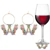 2pcs/set DIY 26 Letters Double Side Diamond Painting Wine Glass Charms Identification Kit