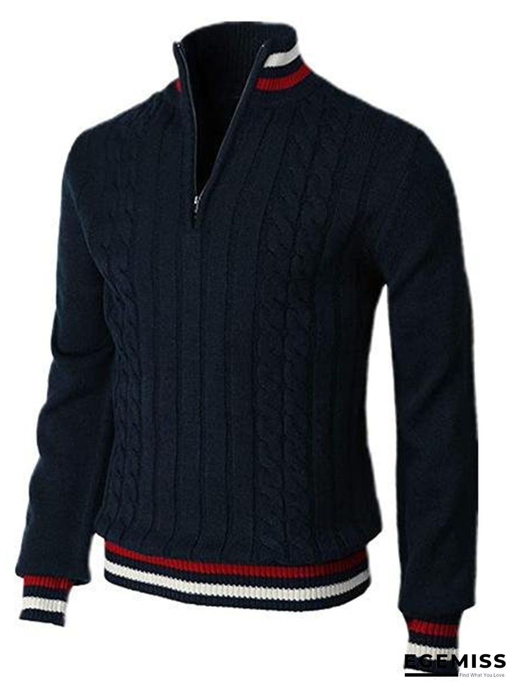 Color-block Zip-up Turtleneck Men's Knit Sweater | EGEMISS