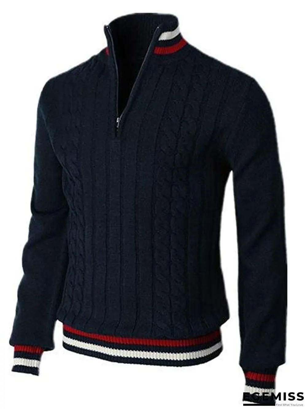 Color-block Zip-up Turtleneck Men's Knit Sweater | EGEMISS