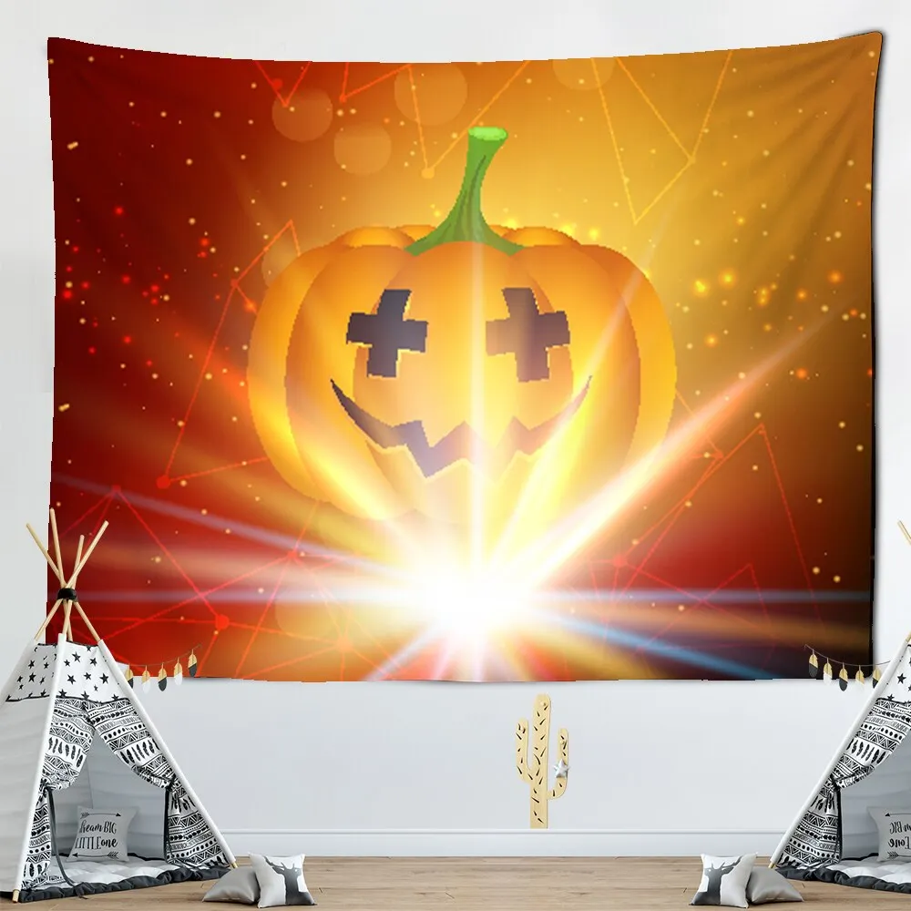 Scary Pumpkin Halloween Wall Hanging Tapestry Halloween Party Wall Cloth Tapestries Psychedelic Tapiz Witchcraft Tapestry