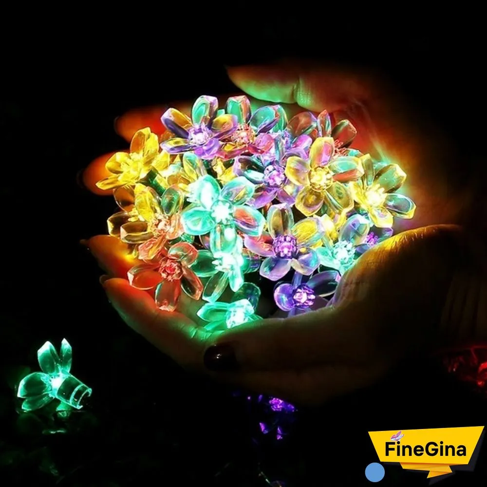 Outdoor Solar Fairy Lights Cherry Blossoms Solar Christmas Lighting For The Courtyard Outdoor Decorative Lighting Colourful Lamp