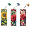 (US Local)3Pcs Special Shape Flowers Diamond Painting Art Bookmark with Pendant for Books