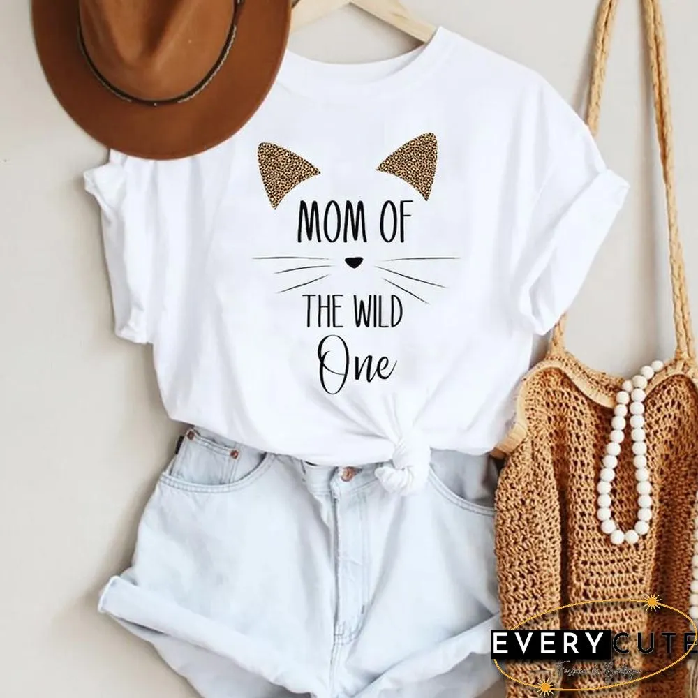 Women Cartoon Leopard Star Love Letter Trend 90S Fashion Summer Lady Print Tee Graphic T Top Female Tshirts Clothes T-Shirt