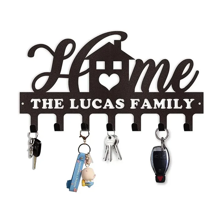 Personalized Key Holder for Wall -Metal Key Holder Wall Mount, Custom Name Sweet Home Key Rack, Key Hooks on Wall, Coat Rack, Key Holder Wall Hanging, Housewarming Gift