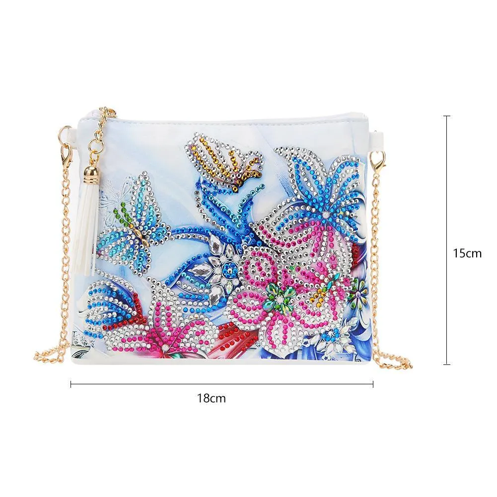 DIY Bag - Rhinestone - Flower Leather Chain Shoulder Bag Clutch