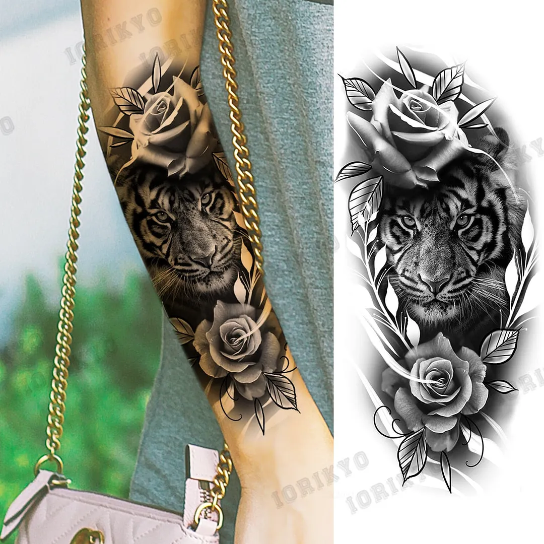 Black Devil Vampire Arm Temporary Tattoos For Women Adult Skull Lion Crown Compass Fake Tattoo Washable Body Art Painting Tatoos