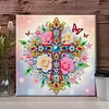 (Pre-Framed)Flower Cross-Special Shape Diamond Painting Kit(29x29cm)