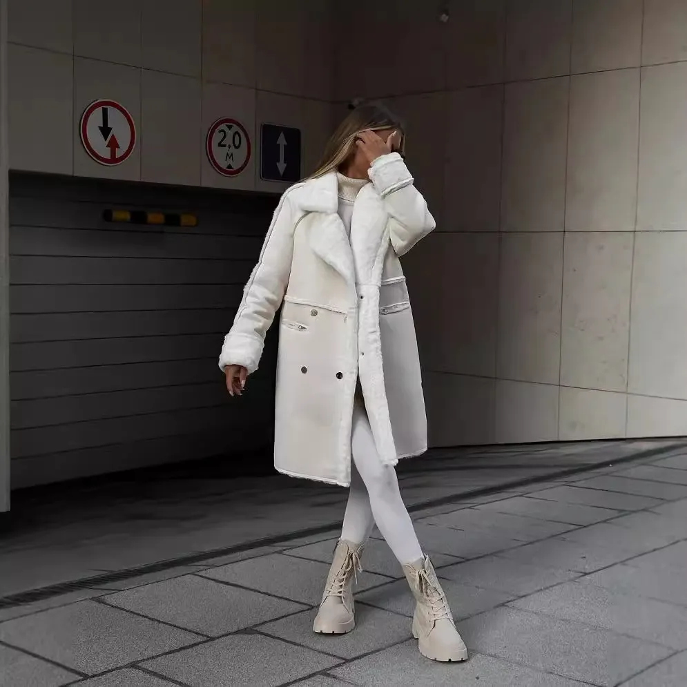 Nigikala Nigikala Winter New Fur Coat Collar Long Sleeves Plush Jacket
