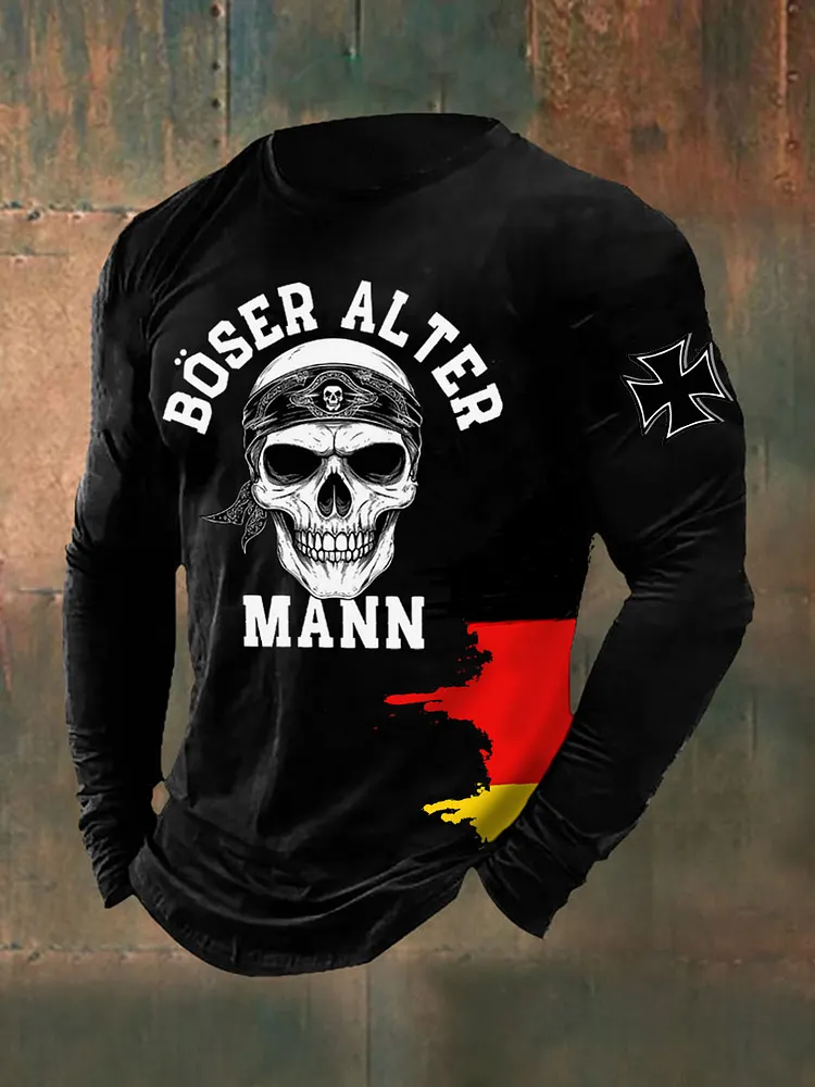 Herren B&ouml;ser Alter Mann Bedrucktes Langarm-T-Shirt