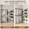 [US Local Warehouse] 14.6x76x82.7Inch Industrial Pipe Clothing Rack with Hanging Rods Heavy Duty Clothes Organizer Large Capacity Display Hanging Garment Rod Wooden Clothes Storage Shelves for Walk In Closet
