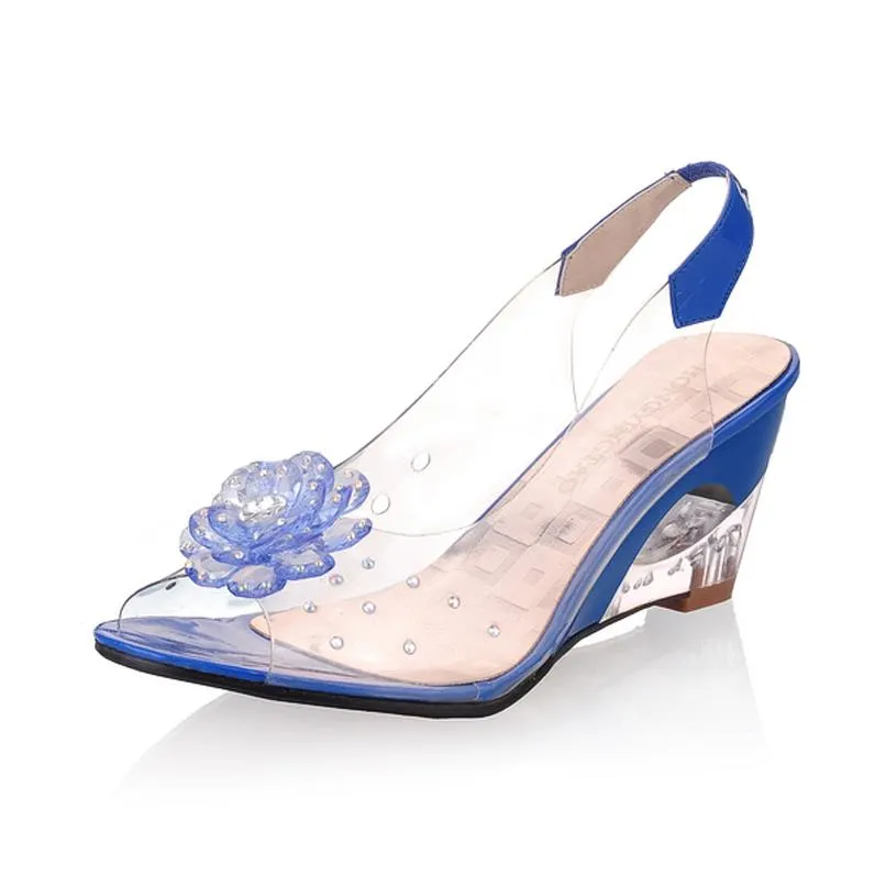 Qengg Hot Sale Fashion Women Summer Sandals Shiny Crystal Strange Wedges Heels Sandalias De Mujer Shoes Woman Size 34-43
