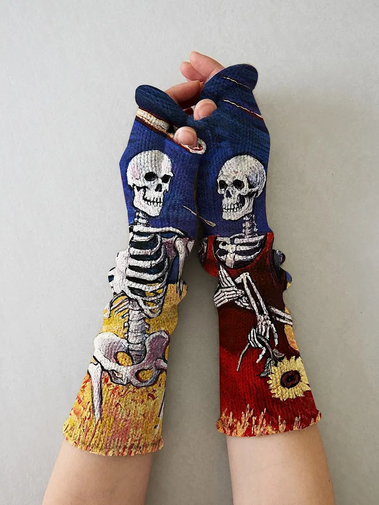 Halloween knitted wool gloves