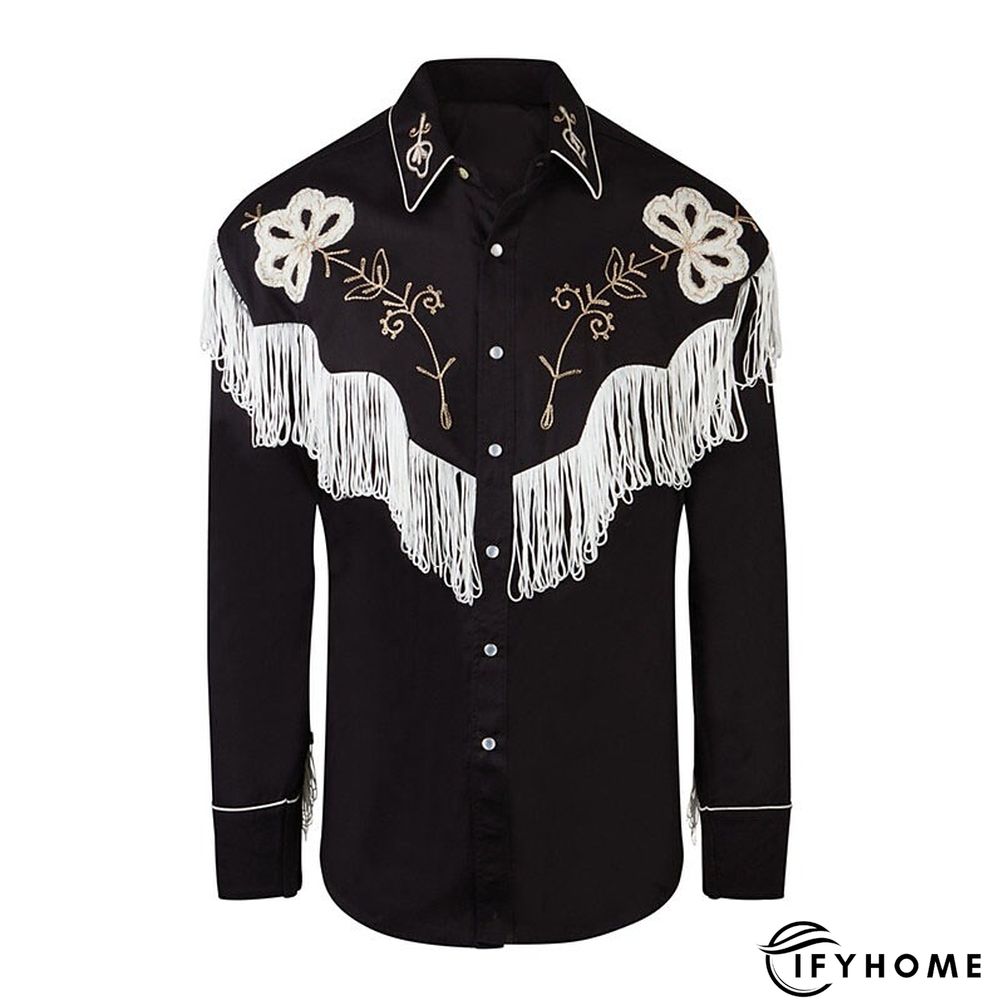 Men's Shirt Western Shirt Floral Graphic Prints Turndown Black Outdoor Street Long Sleeve Button-Down Print Clothing Apparel Fashion Streetwear Designer western style | IFYHOME