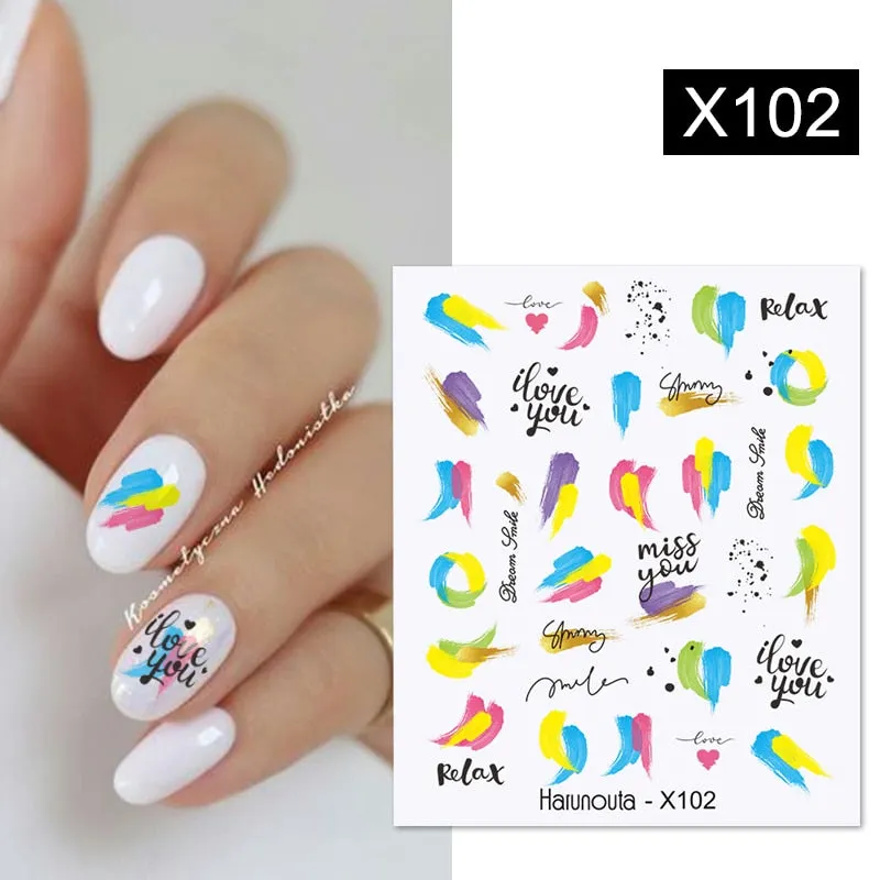 1PC 3D Nail Stickers Spring Flowers Leaves Self-Adhesive Slider Nail Art Decorations Leaf Love Heart Decals Manicure Accessories-Nail Inspo