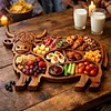 Highland Cow Wooden Charcuterie Board with Compartments for Cheese Meat Snacks