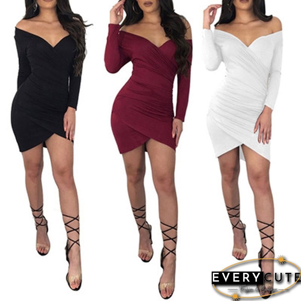 Women Fashion Spring Autumn Commuter Dress Slim Long Sleeved Dress