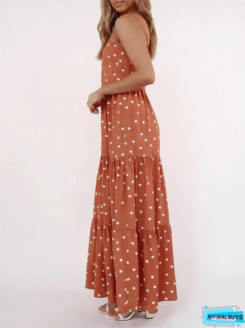 Big Wave Polka Dot Suspender Dress