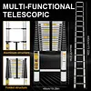 [US Local Warehouse] 4.4m Telescoping Ladder with 2 Triangle Stabilizers Portable Folding Loft Ladder