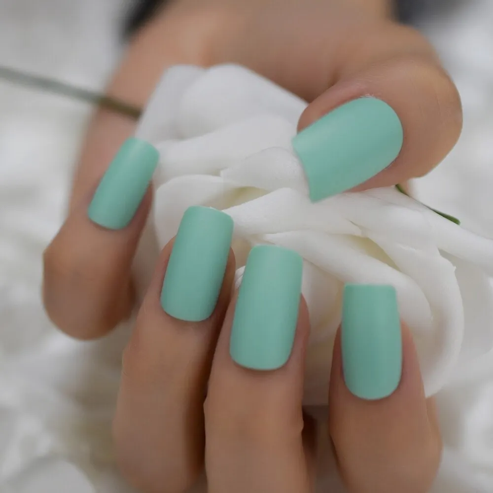 Pearl Shine Glossy Fake Nails Shimmer White Square Ombre French Nail Faux Ongles Gradient Medium Fingernails with Gluetabs-Nail Inspo