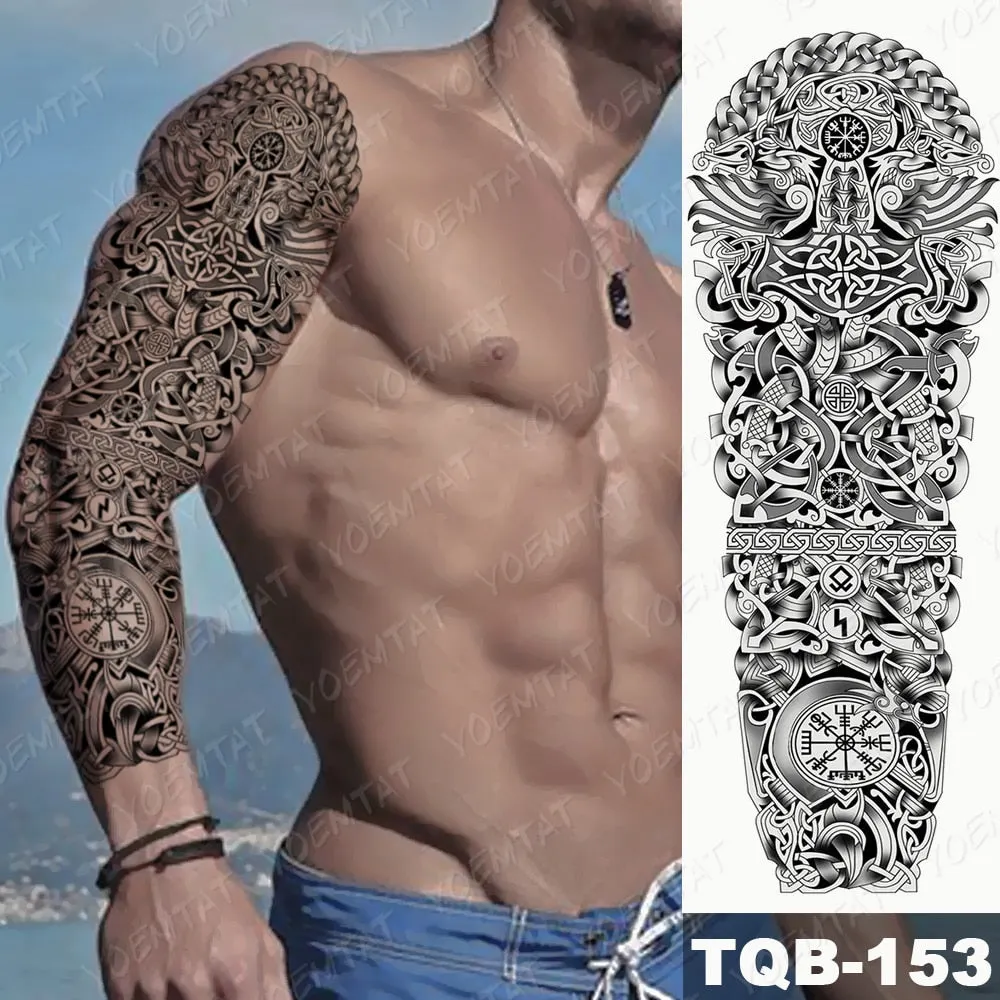 Large Arm Sleeve Tattoo Owl Angel Rose Waterproof Temporary Fake Tatoo Sticker Skull Fox Wings Men Women Full Totem Tatto Artes