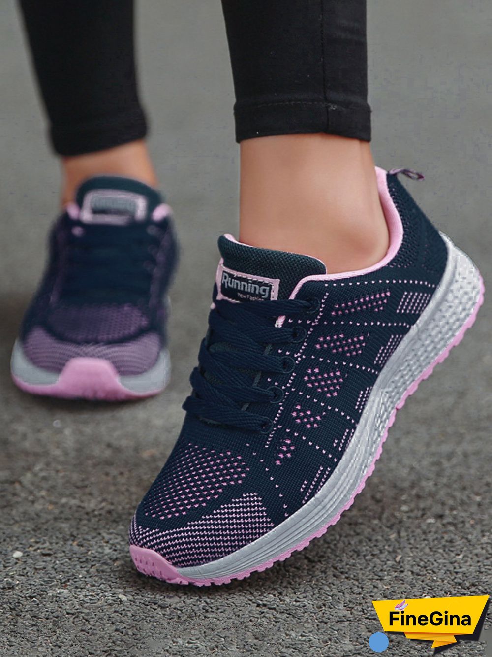 Contrasting Solid Color Breathable Mesh Casual Sneakers